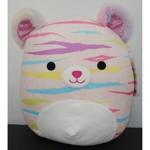 Squishmallows Atoosa The Rainbow Striped Tiger 12" Plush Fuzzy Ears NWT 2022